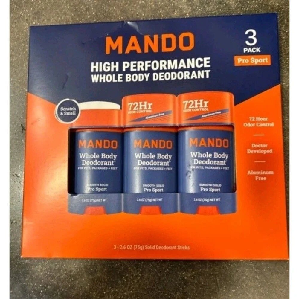Mando Whole Body Pro Sport Solid Stick Deodorant 3 x 2.6 Oz New